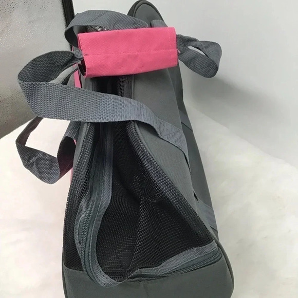 Pet Carrier Small-Medium Size Canvas & Mesh Top Handle Gray/Pink NWOT - Picture 7 of 9